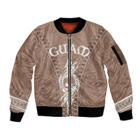 Personalised Guam Sleeve Zip Bomber Jacket Chamoro Latte Stone Mix Tropical - Brown LT7 Unisex Brown - Polynesian Pride