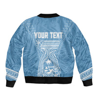 Personalised Guam Bomber Jacket Chamoro Latte Stone Mix Tropical - Blue LT7 - Polynesian Pride