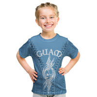 Personalised Guam Kid T Shirt Chamoro Latte Stone Mix Tropical - Blue LT7 Blue - Polynesian Pride