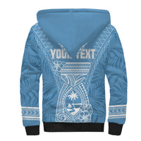 Personalised Guam Sherpa Hoodie Chamoro Latte Stone Mix Tropical - Blue LT7 - Polynesian Pride