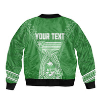 Personalised Guam Bomber Jacket Chamoro Latte Stone Mix Tropical - Green LT7 - Polynesian Pride