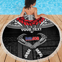 Personalized Talofa Samoa Beach Blanket Ulafala With Toa Nifo'oti - Black