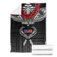 Personalized Talofa Samoa Blanket Ulafala With Toa Nifo'oti - Black