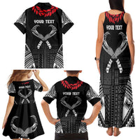 Personalized Talofa Samoa Family Matching Tank Maxi Dress and Hawaiian Shirt Ulafala With Toa Nifo'oti - Black
