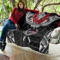 Personalized Talofa Samoa Quilt Ulafala With Toa Nifo'oti - Black