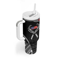 Personalized Talofa Samoa Tumbler With Handle Ulafala With Toa Nifo'oti - Black