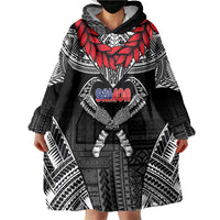 Personalized Talofa Samoa Wearable Blanket Hoodie Ulafala With Toa Nifo'oti - Black
