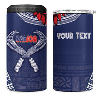 Personalized Talofa Samoa 4 in 1 Can Cooler Tumbler Ulafala With Toa Nifo'oti - Blue