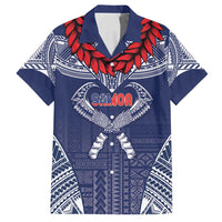 Personalized Talofa Samoa Family Matching Long Sleeve Bodycon Dress and Hawaiian Shirt Ulafala With Toa Nifo'oti - Blue