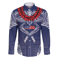 Personalized Talofa Samoa Family Matching Off Shoulder Short Dress and Hawaiian Shirt Ulafala With Toa Nifo'oti - Blue