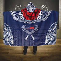 Personalized Talofa Samoa Hooded Blanket Ulafala With Toa Nifo'oti - Blue