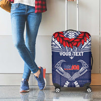 Personalized Talofa Samoa Luggage Cover Ulafala With Toa Nifo'oti - Blue
