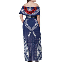 Personalized Talofa Samoa Off Shoulder Maxi Dress Ulafala With Toa Nifo'oti - Blue