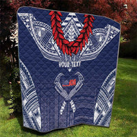 Personalized Talofa Samoa Quilt Ulafala With Toa Nifo'oti - Blue
