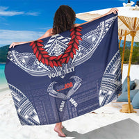 Personalized Talofa Samoa Sarong Ulafala With Toa Nifo'oti - Blue