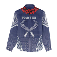 Personalized Talofa Samoa Women Casual Shirt Ulafala With Toa Nifo'oti - Blue