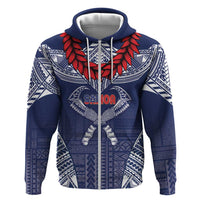 Personalized Talofa Samoa Zip Hoodie Ulafala With Toa Nifo'oti - Blue LT7 Zip Hoodie Blue - Polynesian Pride