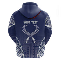 Personalized Talofa Samoa Zip Hoodie Ulafala With Toa Nifo'oti - Blue LT7 - Polynesian Pride