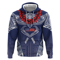 Personalized Talofa Samoa Zip Hoodie Ulafala With Toa Nifo'oti - Blue LT7 Pullover Hoodie Blue - Polynesian Pride