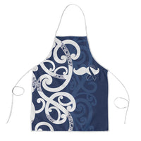 New Zealand Maori Mo Bros Apron Blue Ribbon With Koru Kowhaiwhai - Polynesian Pride