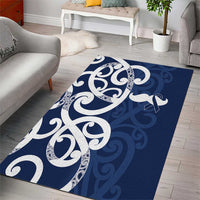 New Zealand Maori Mo Bros Area Rug Blue Ribbon With Koru Kowhaiwhai - Polynesian Pride