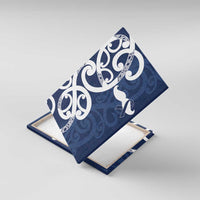 New Zealand Maori Mo Bros Canvas Wall Art Blue Ribbon With Koru Kowhaiwhai - Polynesian Pride