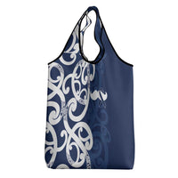 New Zealand Maori Mo Bros Grocery Bag Blue Ribbon With Koru Kowhaiwhai - Polynesian Pride