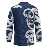 New Zealand Maori Mo Bros Hockey Jersey Blue Ribbon With Koru Kowhaiwhai - Polynesian Pride