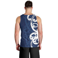 New Zealand Maori Mo Bros Men Tank Top Blue Ribbon With Koru Kowhaiwhai - Polynesian Pride