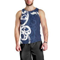 New Zealand Maori Mo Bros Men Tank Top Blue Ribbon With Koru Kowhaiwhai - Polynesian Pride