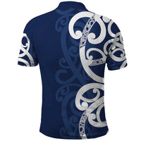 New Zealand Maori Mo Bros Polo Shirt Blue Ribbon With Koru Kowhaiwhai - Polynesian Pride
