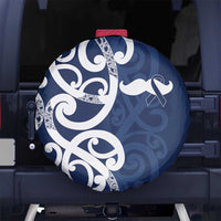 New Zealand Maori Mo Bros Spare Tire Cover Blue Ribbon With Koru Kowhaiwhai - Polynesian Pride