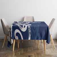 New Zealand Maori Mo Bros Tablecloth Blue Ribbon With Koru Kowhaiwhai - Polynesian Pride