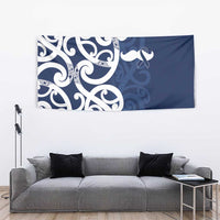 New Zealand Maori Mo Bros Tapestry Blue Ribbon With Koru Kowhaiwhai - Polynesian Pride