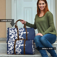 New Zealand Maori Mo Bros Travel Bag Blue Ribbon With Koru Kowhaiwhai - Polynesian Pride