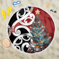 New Zealand Silver Fern Christmas Tree Beach Blanket Meri Kirihimete - Polynesian Pride