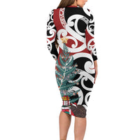 New Zealand Silver Fern Christmas Tree Family Matching Long Sleeve Bodycon Dress and Hawaiian Shirt Meri Kirihimete - Polynesian Pride