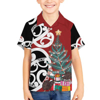 New Zealand Silver Fern Christmas Tree Family Matching Off The Shoulder Long Sleeve Dress and Hawaiian Shirt Meri Kirihimete - Polynesian Pride