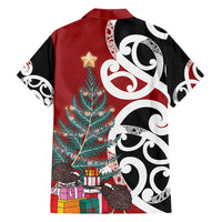 New Zealand Silver Fern Christmas Tree Family Matching Short Sleeve Bodycon Dress and Hawaiian Shirt Meri Kirihimete - Polynesian Pride