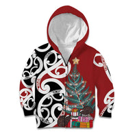 New Zealand Silver Fern Christmas Tree Kid Hoodie Meri Kirihimete - Polynesian Pride