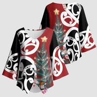 New Zealand Silver Fern Christmas Tree Kimono Sleeve Blouse Meri Kirihimete - Polynesian Pride