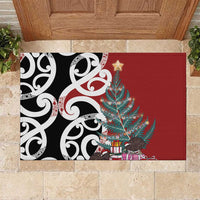 New Zealand Silver Fern Christmas Tree Rubber Doormat Meri Kirihimete - Polynesian Pride