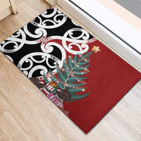 New Zealand Silver Fern Christmas Tree Rubber Doormat Meri Kirihimete - Polynesian Pride