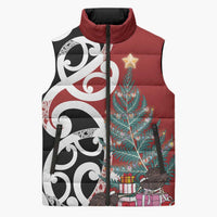 New Zealand Silver Fern Christmas Tree Sleeveless Puffer Jacket Meri Kirihimete - Polynesian Pride