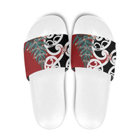 New Zealand Silver Fern Christmas Tree Slide Sandals Meri Kirihimete - Polynesian Pride