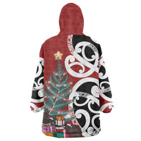 New Zealand Silver Fern Christmas Tree Wearable Blanket Hoodie Meri Kirihimete - Polynesian Pride