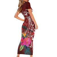 Personalized Samoa Meri Krisimasi Short Sleeve Bodycon Dress Segasegamau'u Mix Siapo LT7 - Polynesian Pride