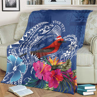Personalized Samoa Christmas Blanket Cardinal Honeyeater Mix Siapo LT7 - Polynesian Pride