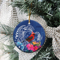 Personalized Samoa Christmas Ceramic Ornament Cardinal Honeyeater Mix Siapo