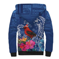 Personalized Samoa Christmas Sherpa Hoodie Cardinal Honeyeater Mix Siapo
